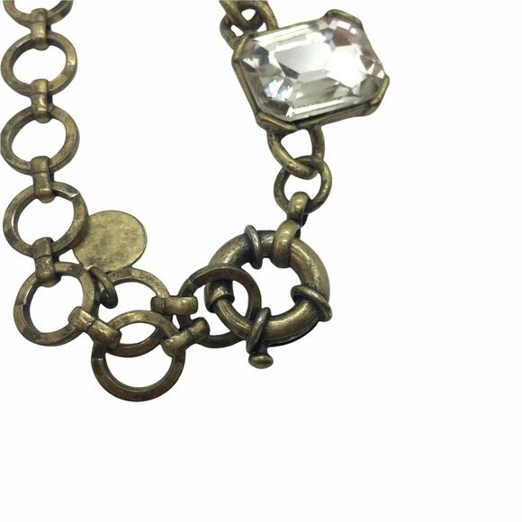 C. Wonder Women's Gold Tone Crystal Spring Ring Clasp Choker Necklace 16" - Picture 8 of 12